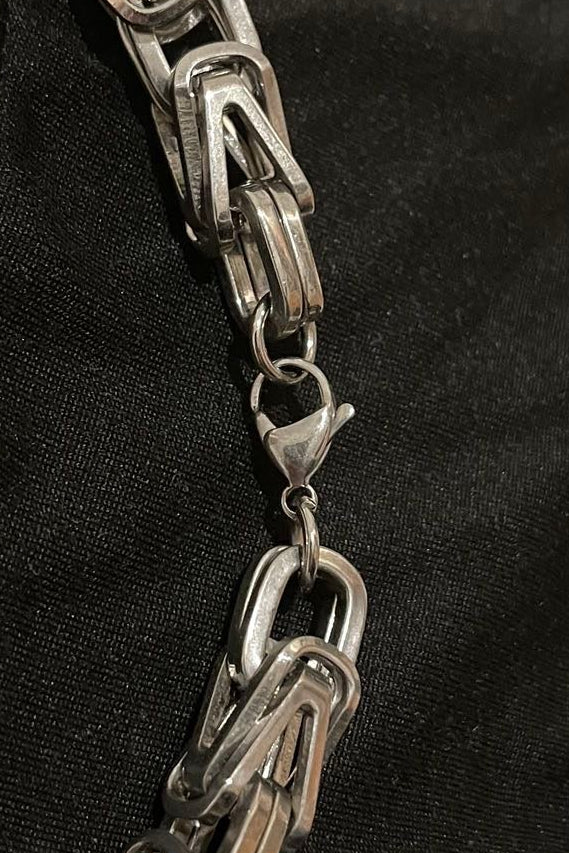 Massive 316L Edelstahl Panzer-Königskette – Silber - 10 mm