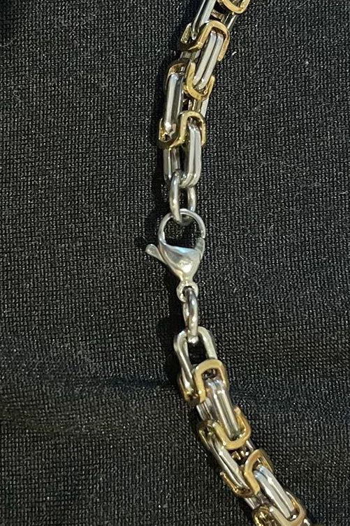 316L Edelstahlkette Königsketten Design - Silber/Gold -4 mm