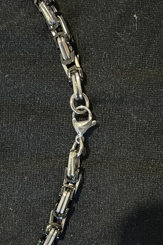 316L Edelstahlkette Königsketten Design - Silber/Schwarz -4 mm