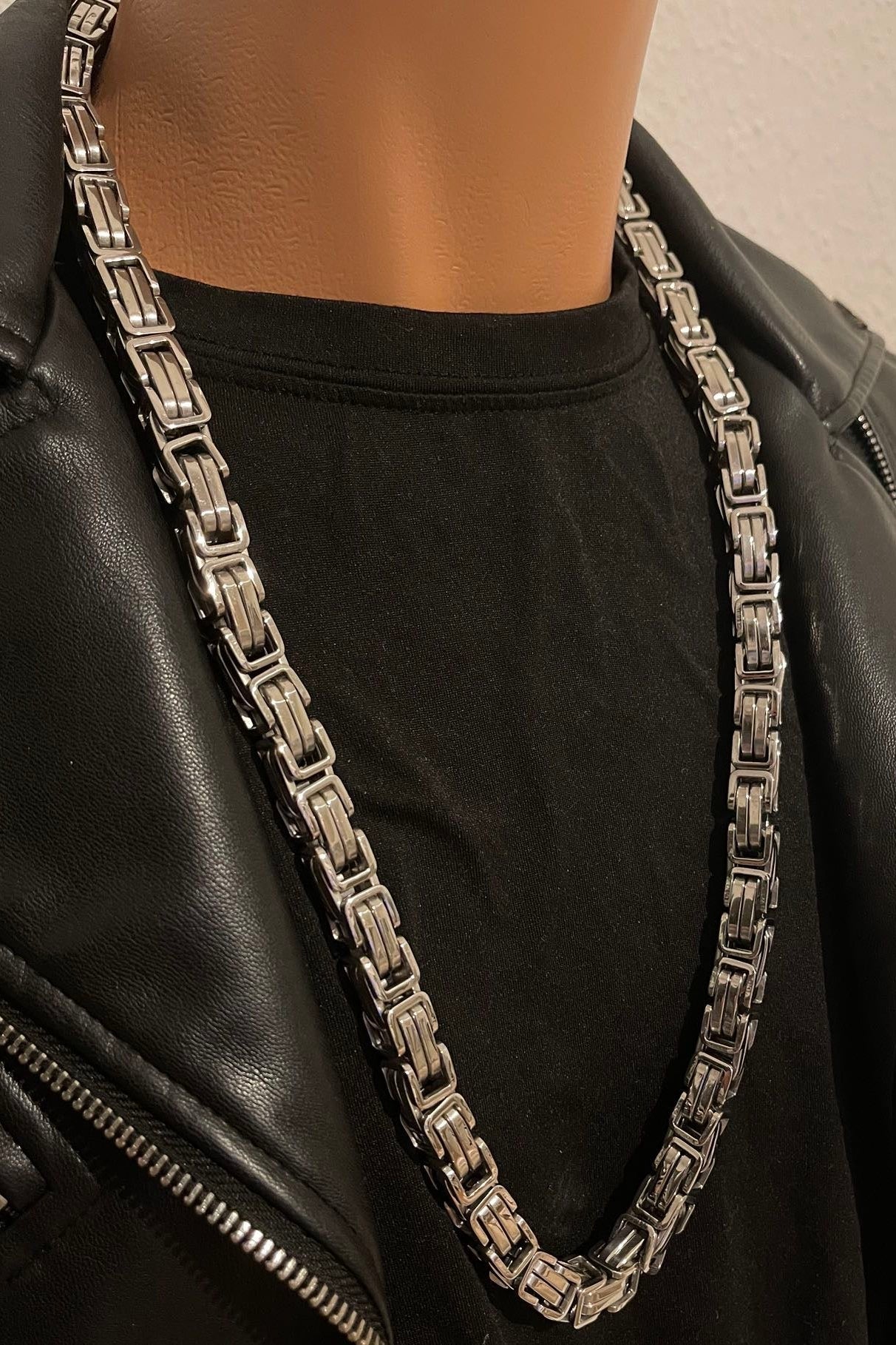 Massive 316 Edelstahl Königskette Silber - 10mm Extra Lang