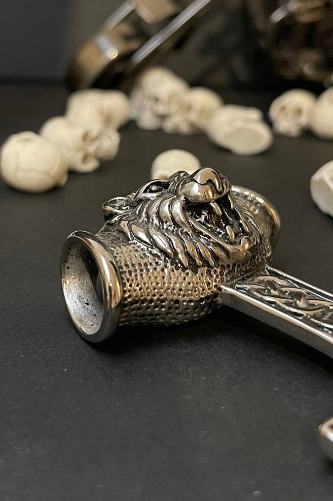  Edelstahl Wikinger Mjölnir löwe anhänger