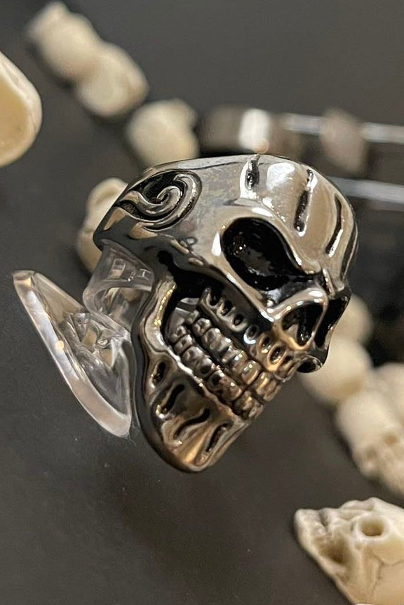 totenkopf ring aus 316 edelstahl