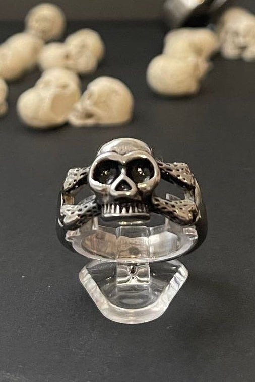 totenkopf ring aus 316 edelstahl 