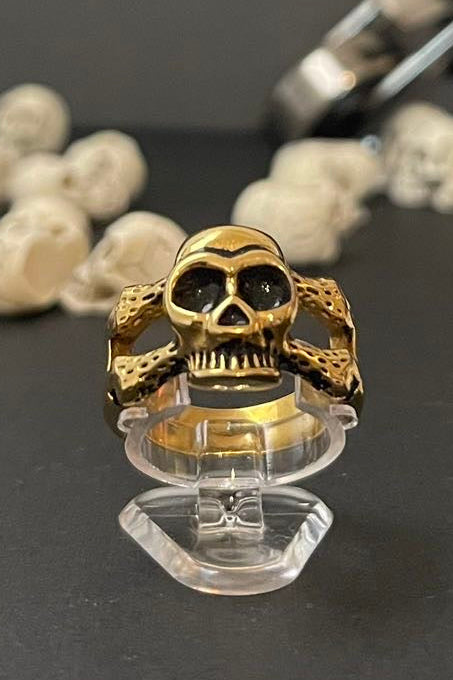 totenkopf ring aus 316 edelstahl 