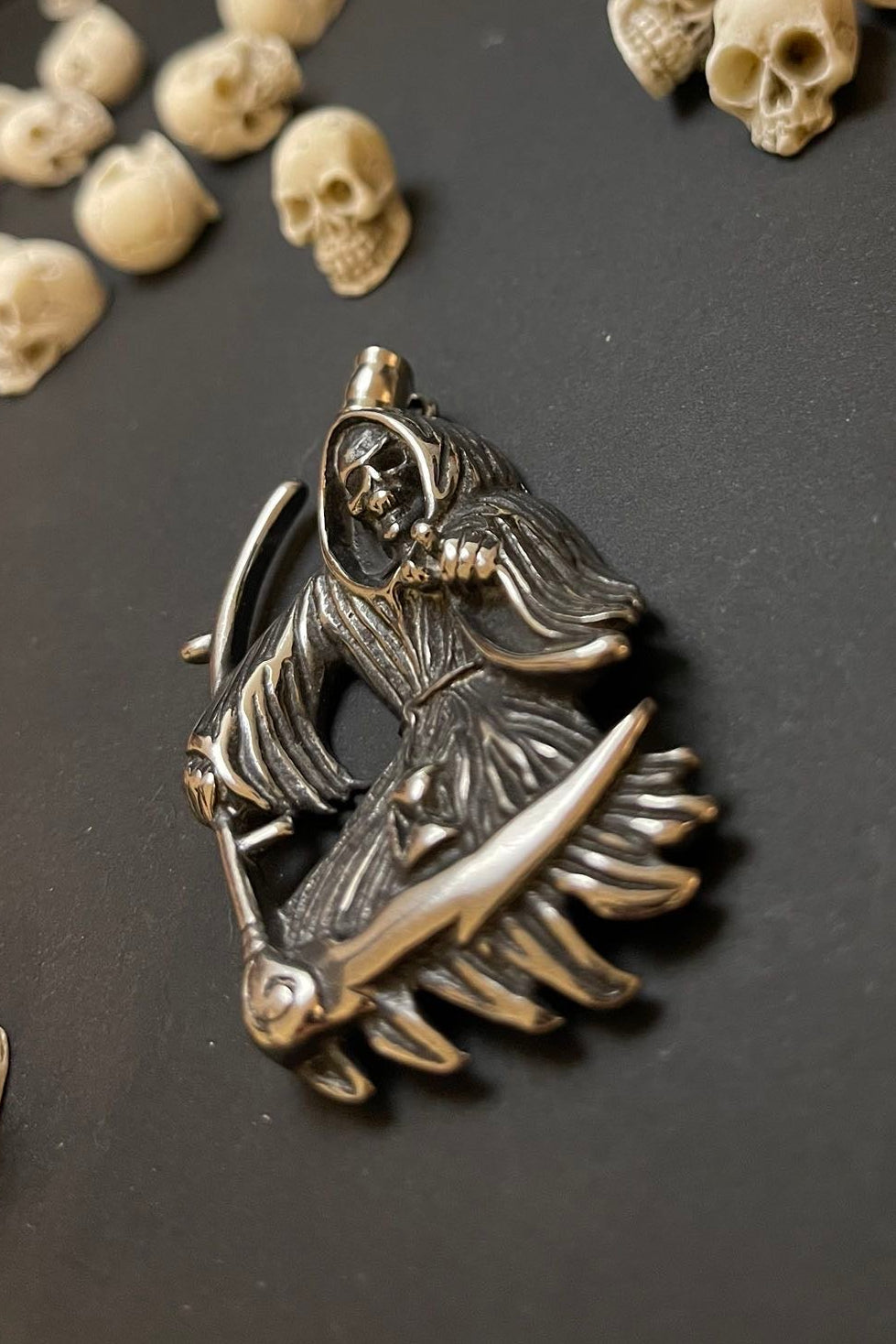 kettenanhänger sensenmann edelstahl