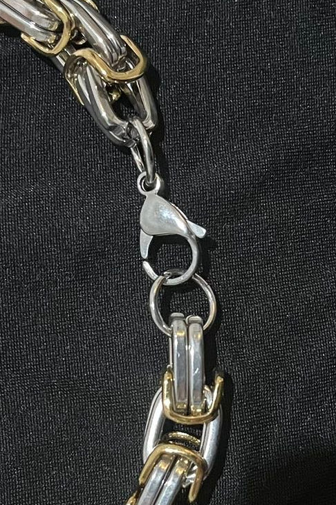 Massive 316L Edelstahl Königskette Bi-Color Silber/Gold – 10 mm