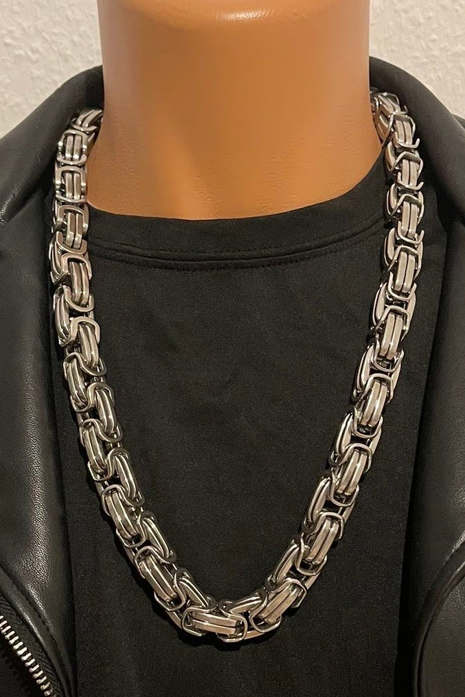 Massive 316 Edelstahl Königskette Silber - 14mm Extra Lang