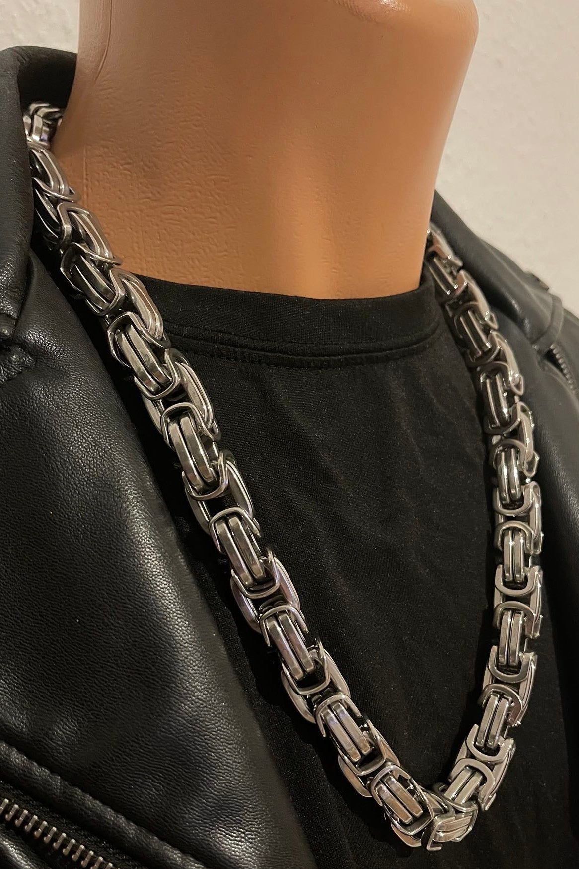 Massive 316 Edelstahl Königskette Silber - 13mm Extra Lang