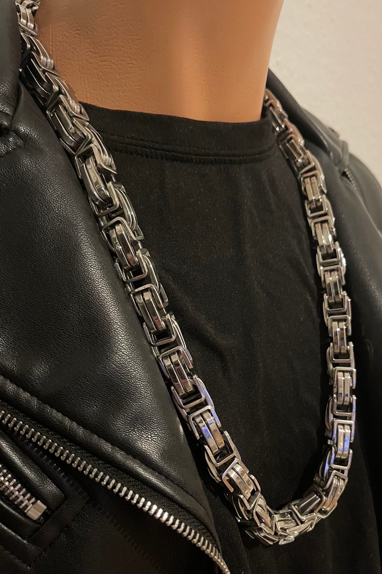 Massive 316 Edelstahl Königskette Silber - 14 mm Extra extra Lang