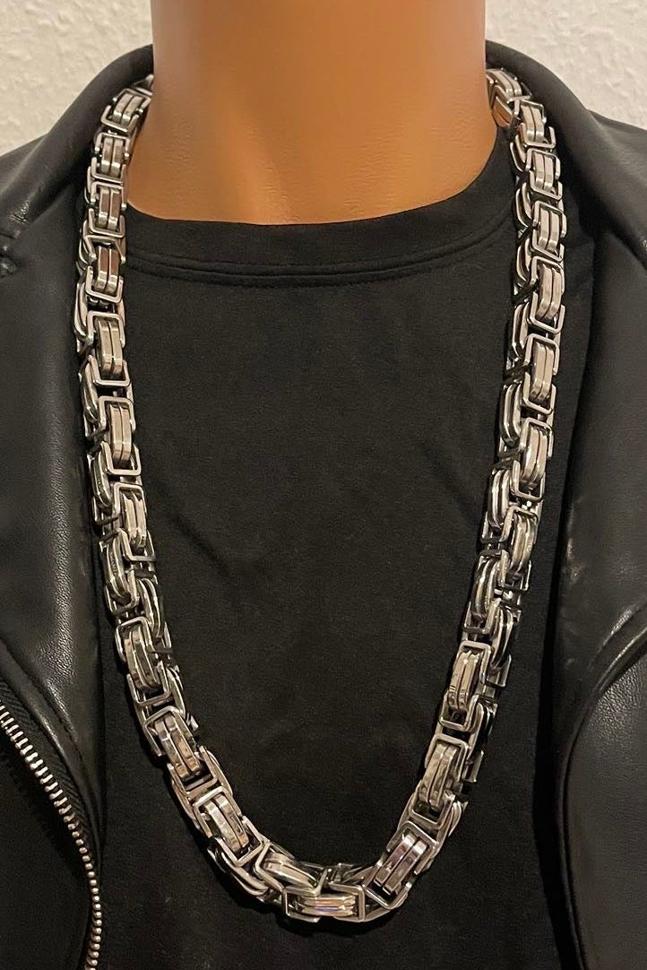 Massive 316 Edelstahl Königskette Silber - 14 mm Extra extra Lang