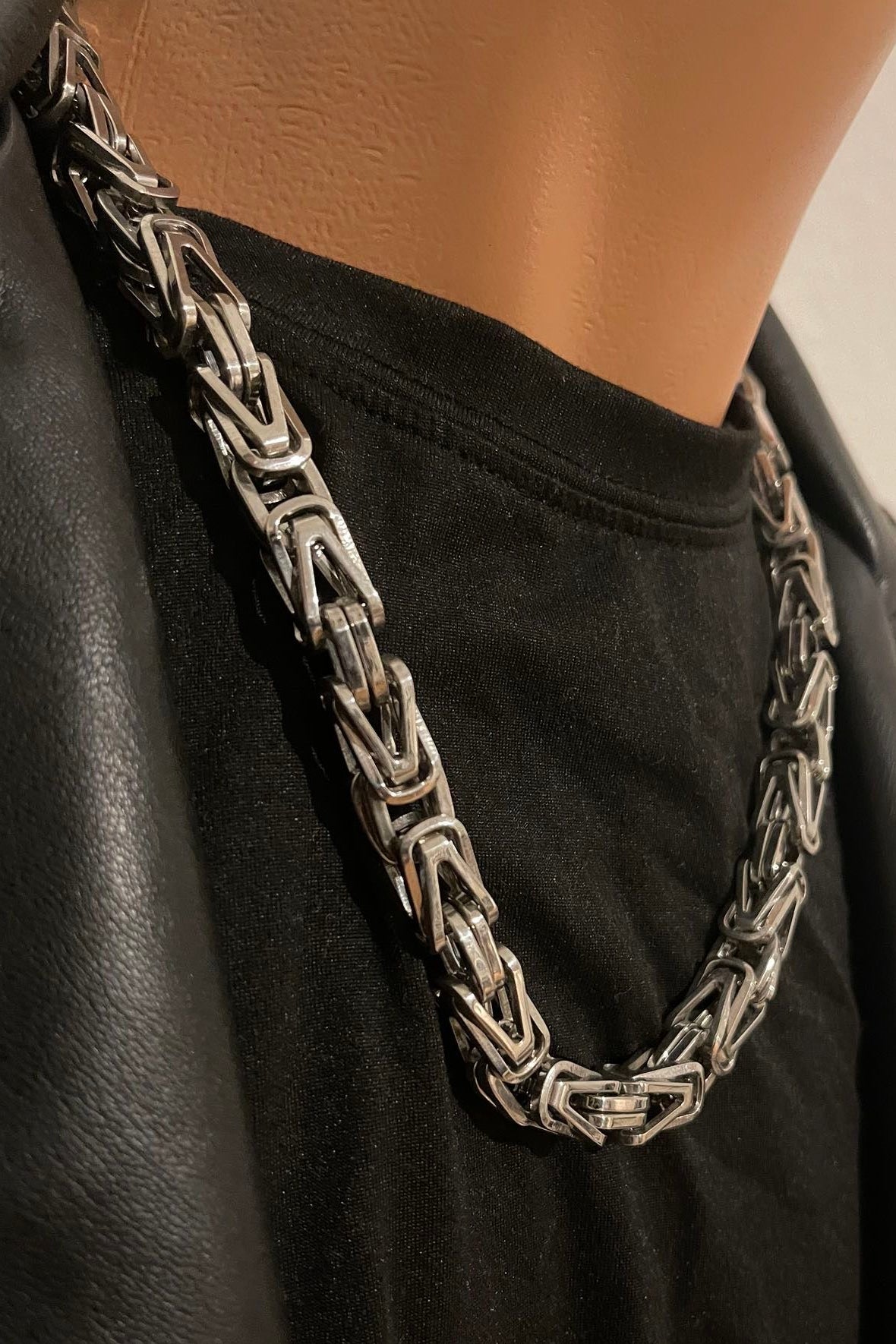 Massive 316L Edelstahl Panzer-Königskette – Silber - 10 mm