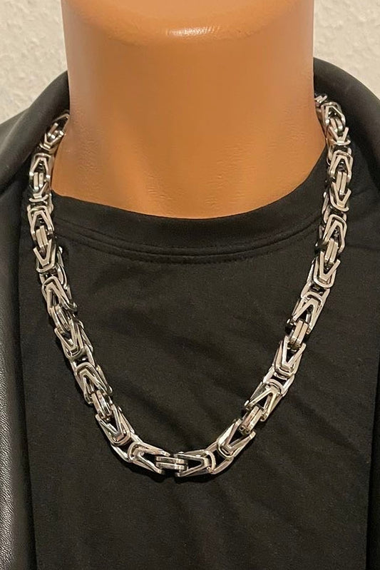 Massive 316L Edelstahl Panzer-Königskette – Silber - 10 mm