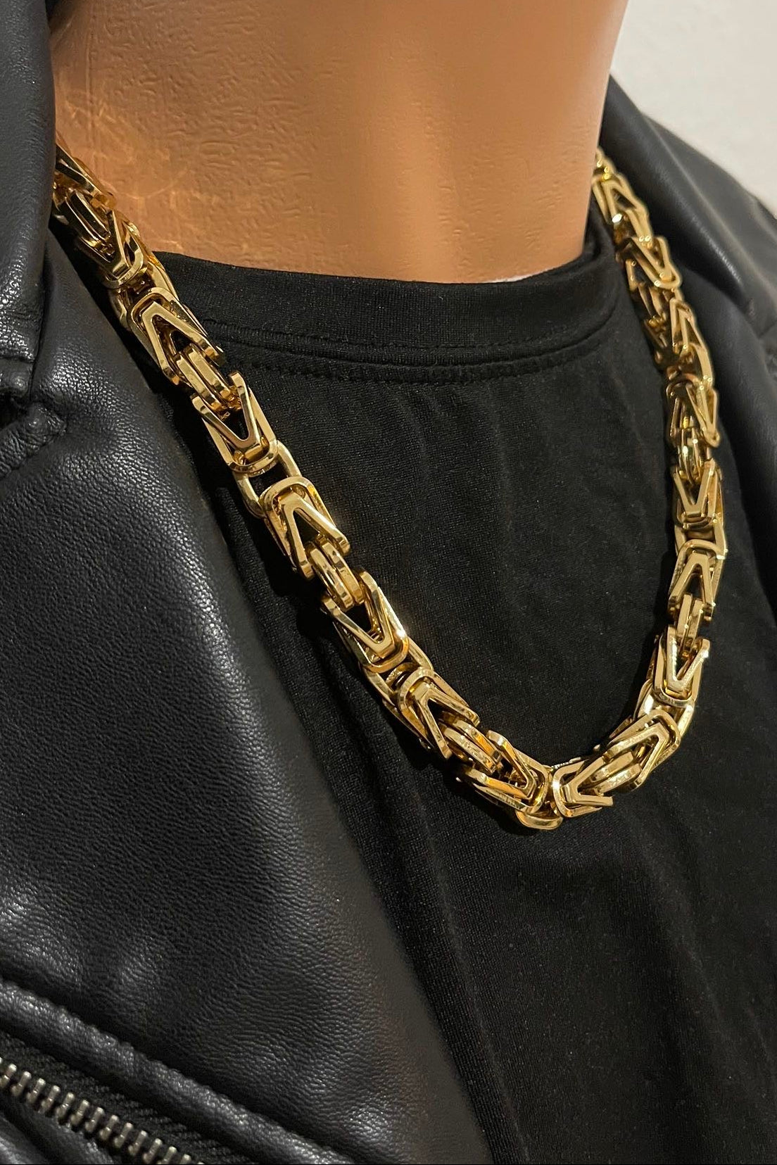 Massive 316L Edelstahl Panzer-Königskette – Gold - 10 mm 