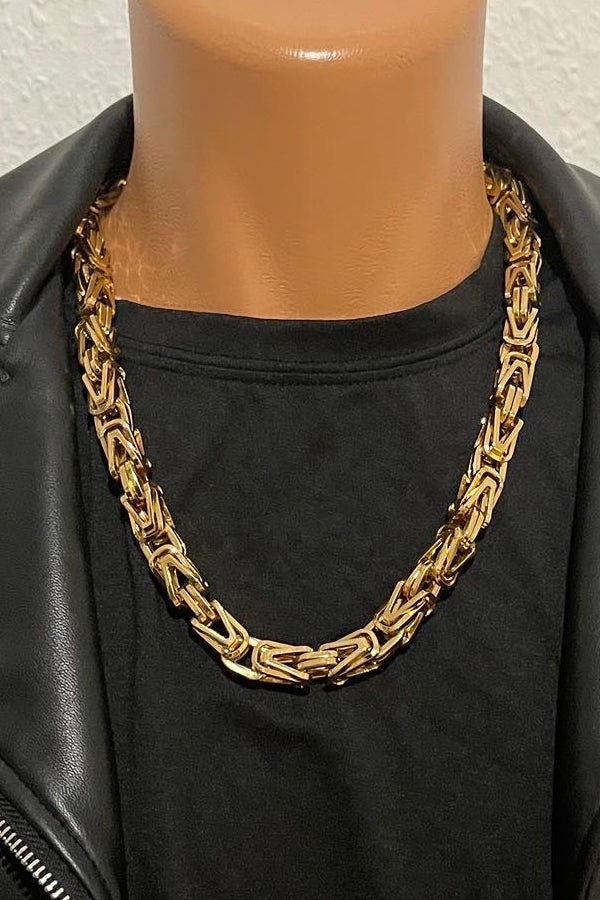 Massive 316L Edelstahl Panzer-Königskette – Gold - 10 mm 