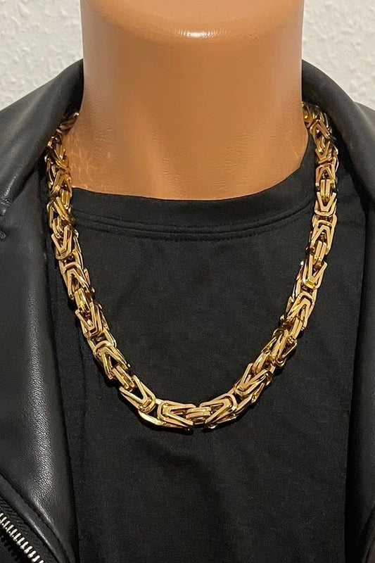 Massive 316L Edelstahl Panzer-Königskette – Gold - 10 mm 