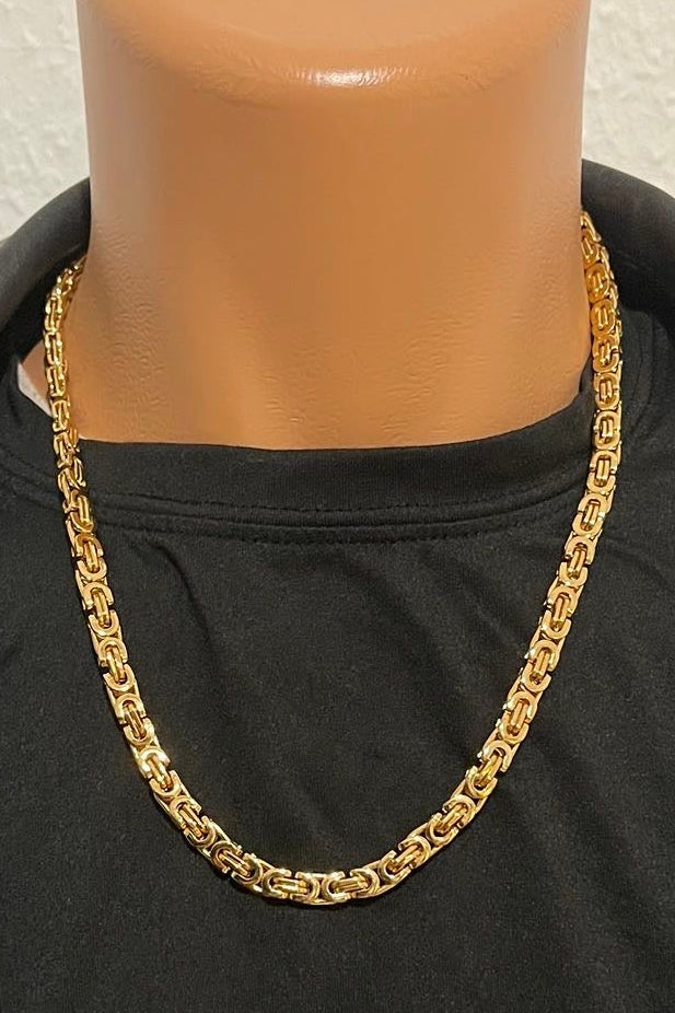 Flache 316L Edelstahl Königskette – Gold – flach