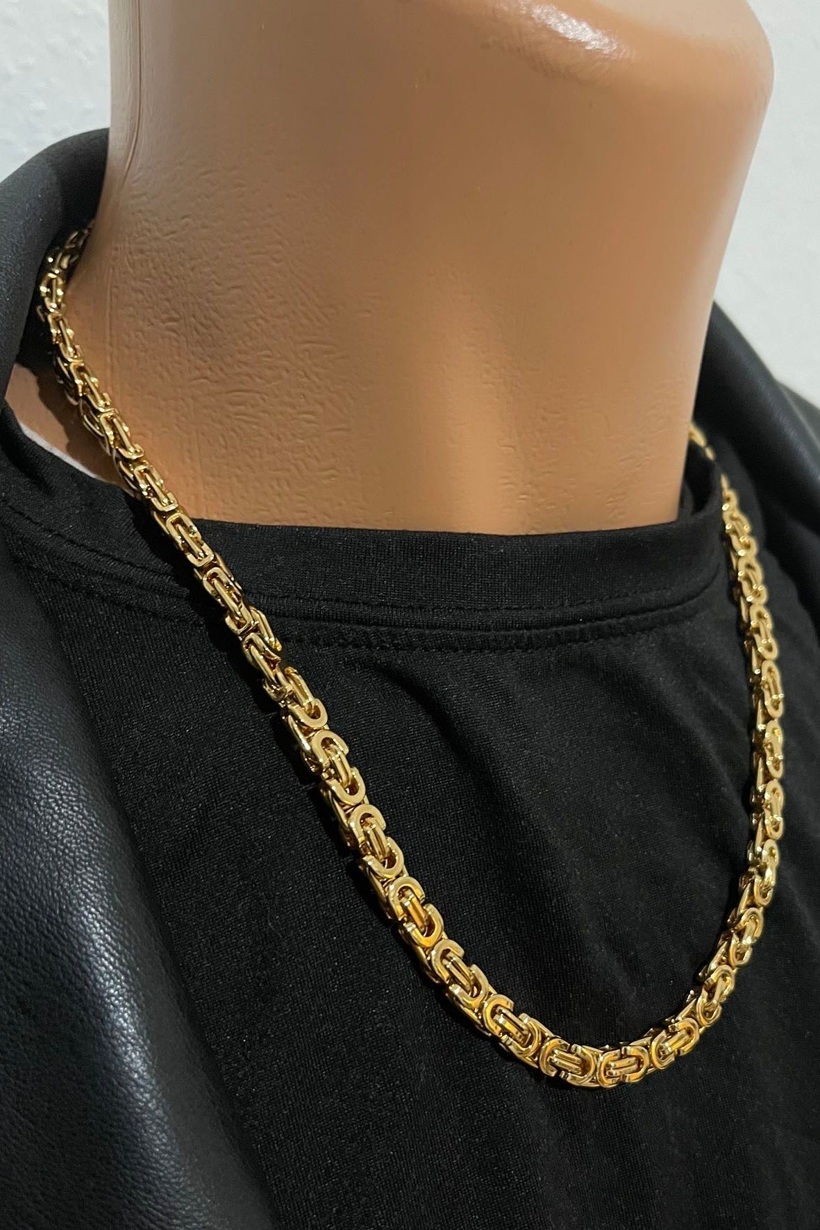 Flache 316L Edelstahl Königskette – Gold – flach