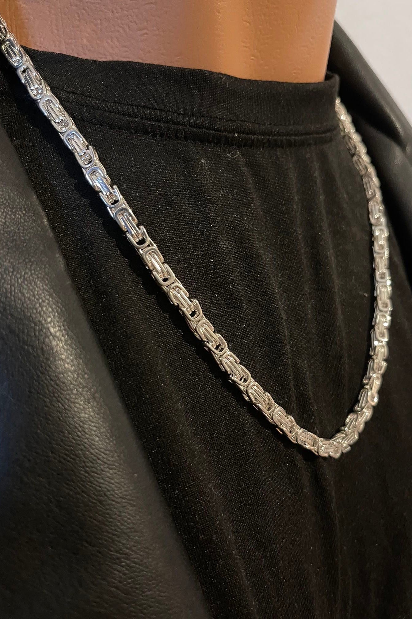 316L Edelstahlkette Königsketten Design - Chorme -4 mm 