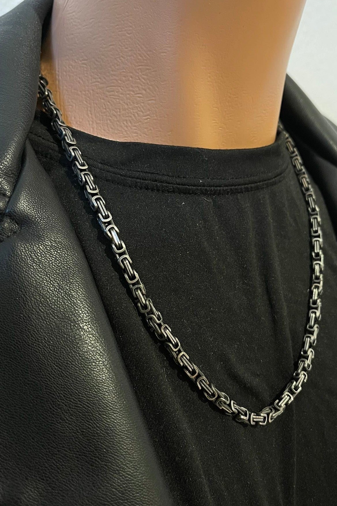 316L Edelstahlkette Königsketten Design - Titan -4 mm