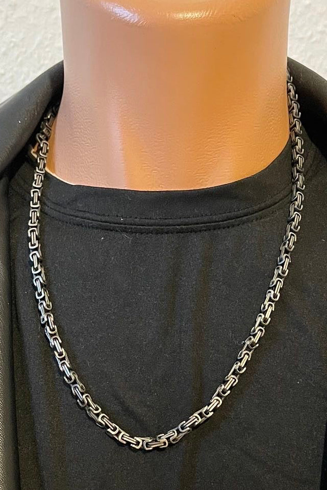 316L Edelstahlkette Königsketten Design - Titan -4 mm