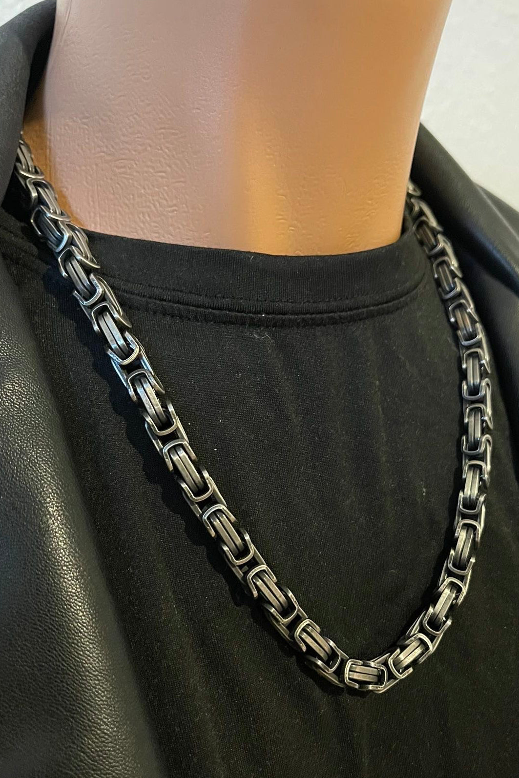 316L Edelstahlkette Königsketten Design - Titan - 8mm