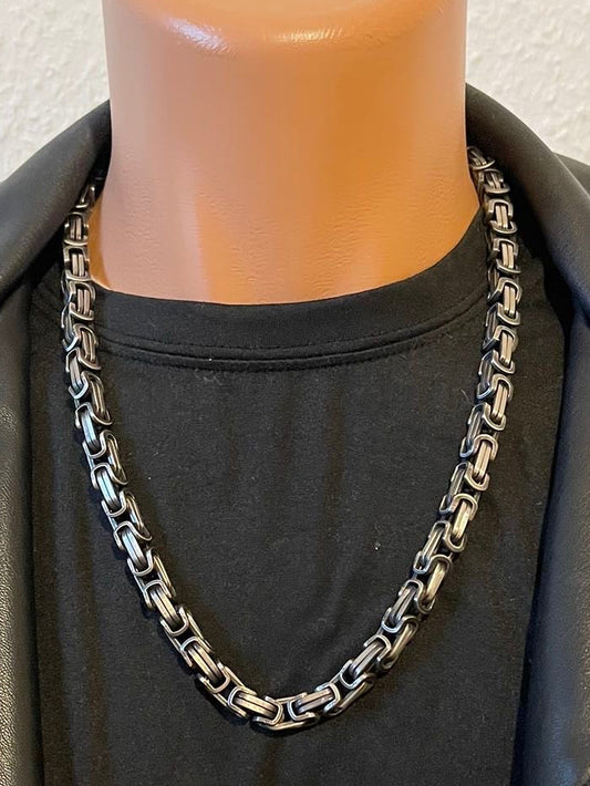 316L Edelstahlkette Königsketten Design - Titan - 8mm