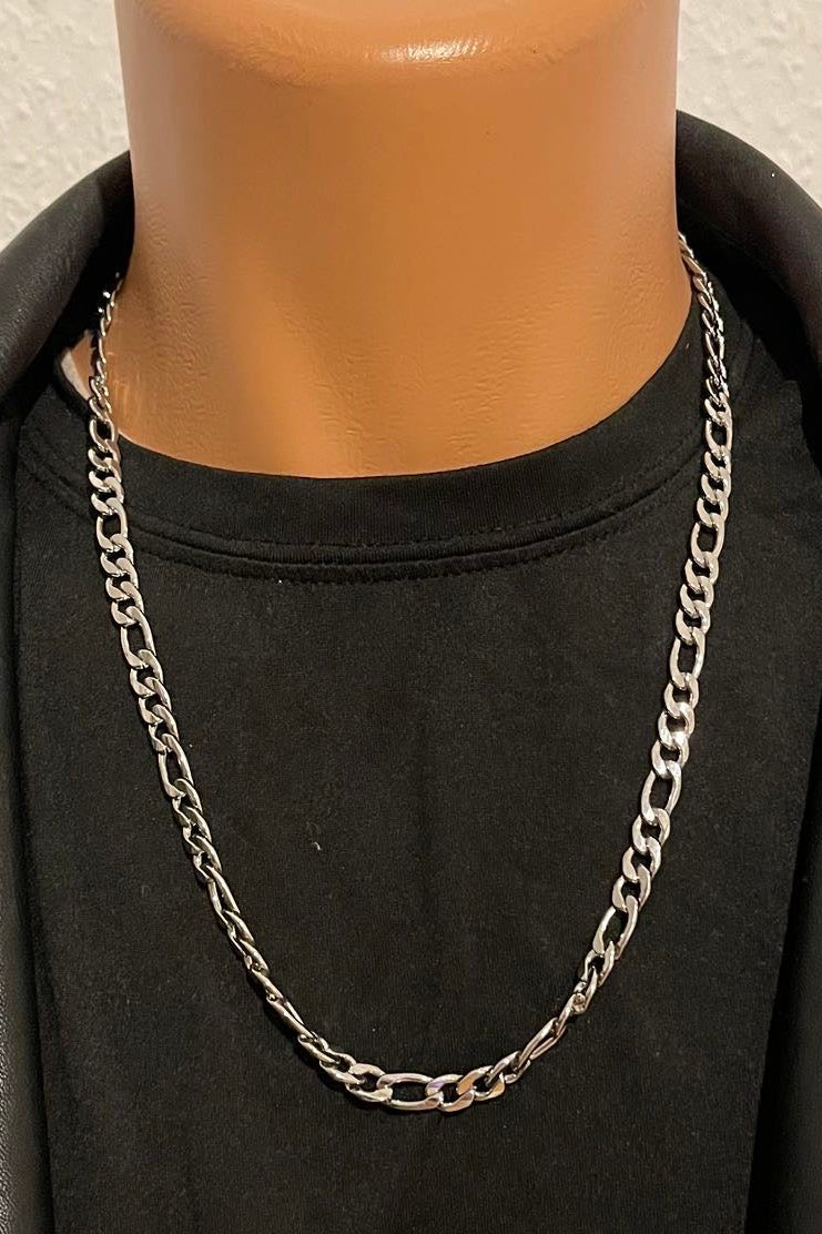 316L Edelstahlkette – Figaro Design - Silber - 8mm