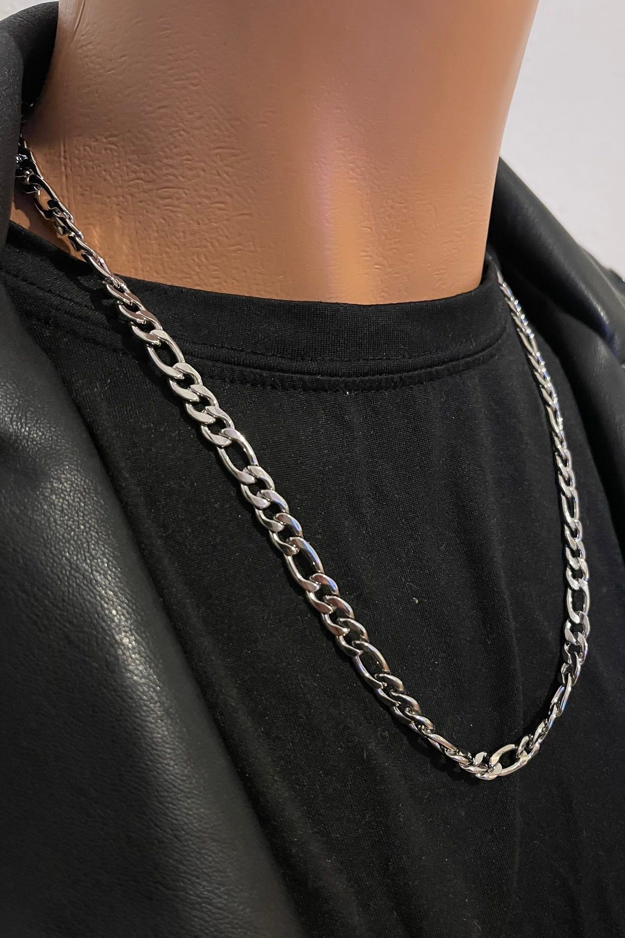 316L Edelstahlkette – Figaro Design - Silber - 8mm