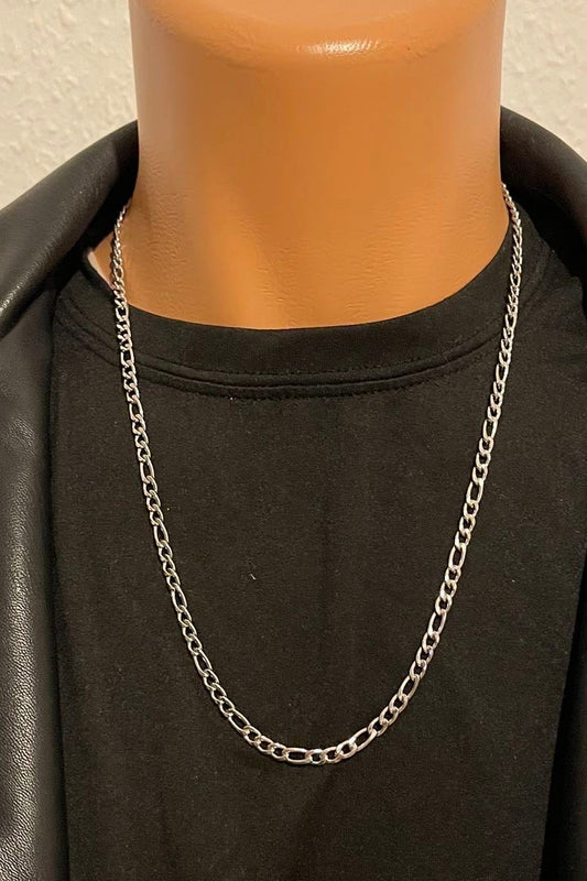 316L Edelstahlkette – Figaro Design - Silber - 4mm