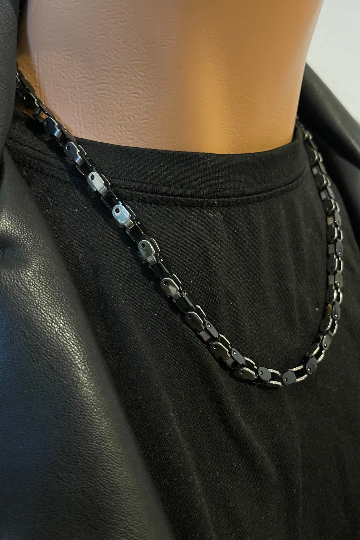 316L Edelstahlkette – Schwarz/Silber Bicolor - 5 mm