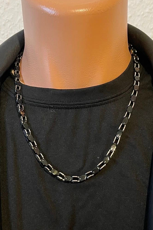 316L Edelstahlkette – Schwarz/Silber Bicolor - 5 mm